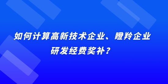 如何計算高新技術企業(yè)、瞪羚企業(yè)研發(fā)經(jīng)費獎補？用實際例子說明