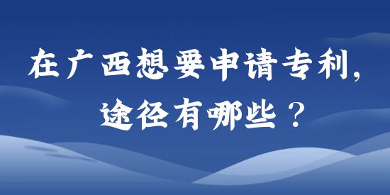 在廣西想要申請專利，途徑有哪些？